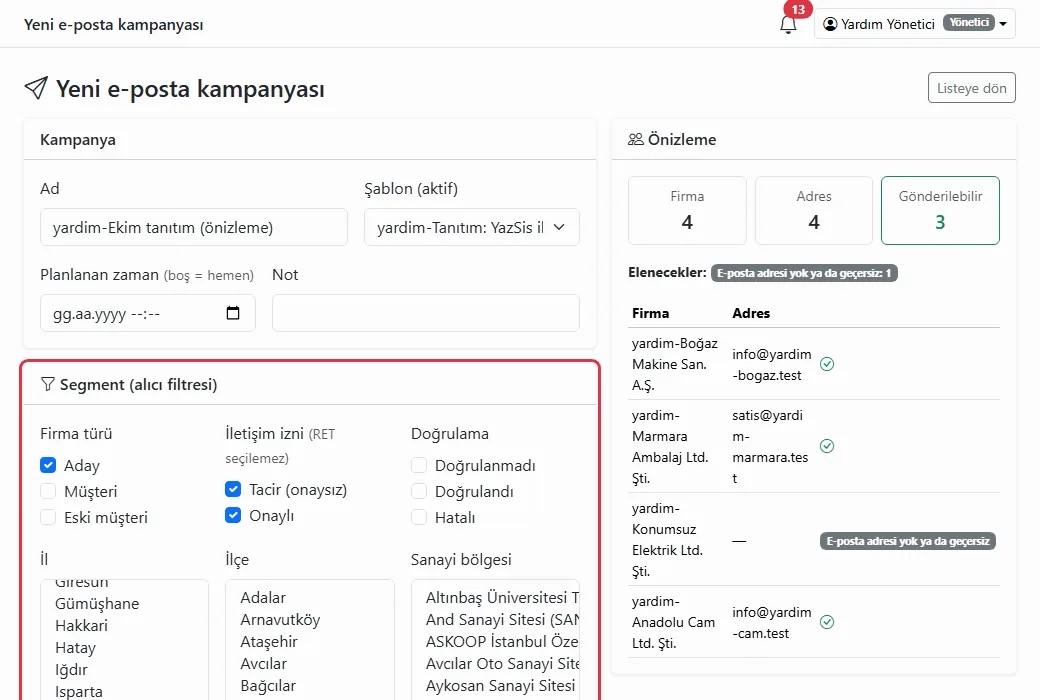 YazSis CRM AI · E-Mail-Kampagne