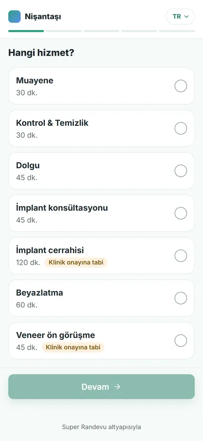 Super Randevu · Türkçe · Beyaz Ada Diş · Nişantaşı